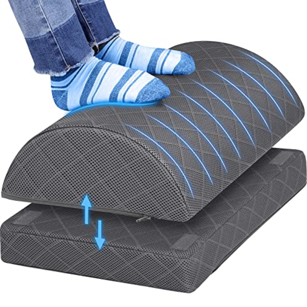 Foot Rest for Under Desk at Work Adjustable Foam for Office, Work, Gaming, Computer, Gift, Home Office Accessories Back & Hip Pain Relief (Grey)